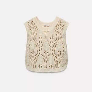 Zara Crochet Vest Top, Cream, XS, NWT